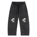 Snow Wash Drawstring Cotton Pants