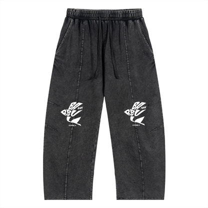 Snow Wash Drawstring Cotton Pants