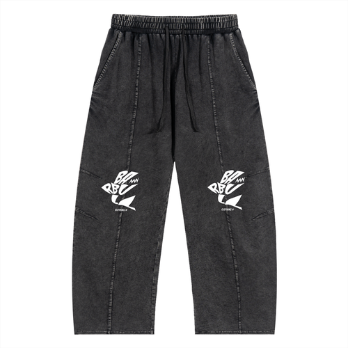 Snow Wash Drawstring Cotton Pants