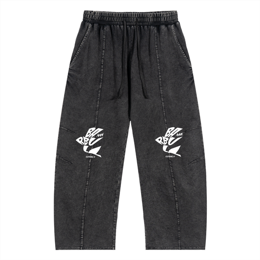 Snow Wash Drawstring Cotton Pants
