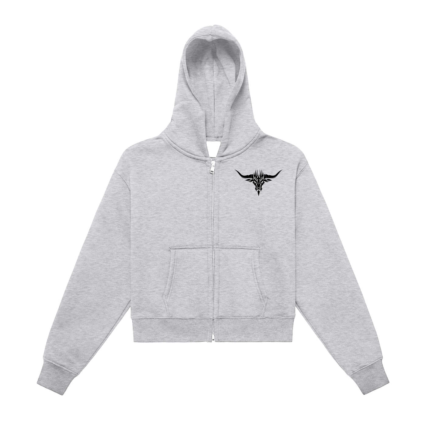 Fleeced Zip-Up Cropped Hoodie