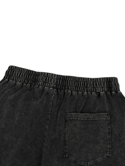 Snow Wash Drawstring Cotton Pants